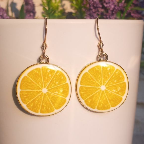 Large Lemon Slice Earrings - Picture 2 of 3